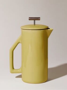 Yield French Press Coffee Yellow Ochre Ceramic Like New